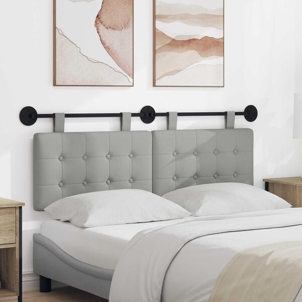 vidaXL Cabeceira Suspensa Cinza Nuvem 130 x 55 x 5 cm tecido