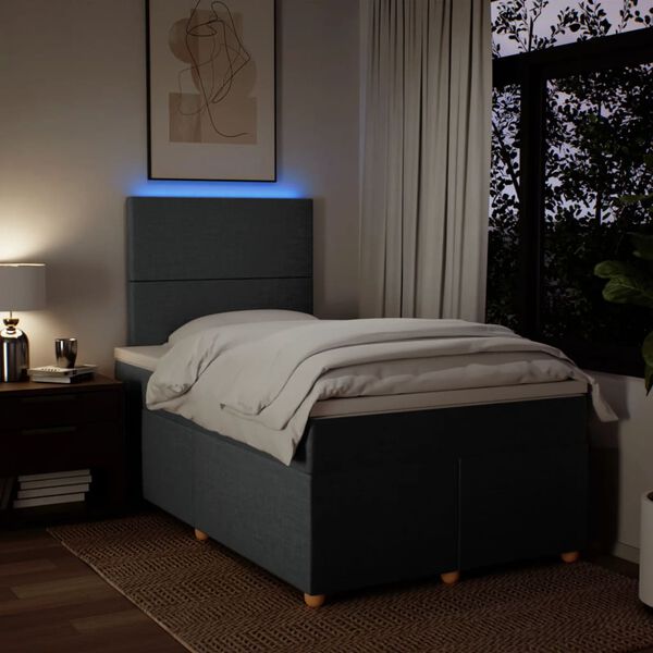 vidaXL Cama com molas/colch&atilde;o 120x200 cm tecido cinzento-escuro