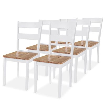vidaXL Cadeiras de jantar 6 pcs madeira seringueira maciça branca