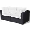 vidaXL 6 pcs conjunto lounge de jardim c/ almofadões vime PE preto