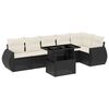 vidaXL 7 pcs conjunto de sof&aacute;s p/ jardim c/ almofad&otilde;es vime PE preto