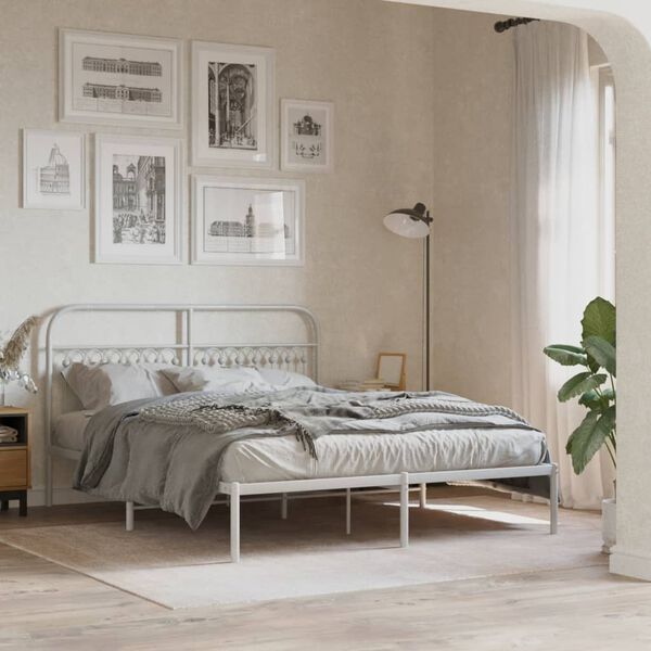 vidaXL Cabeceira de cama 160 cm metal branco