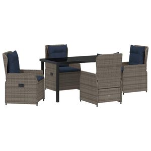 vidaXL Conjunto de Jantar para Jardim 5 pcs Cinzeto Rattan Sint&eacute;tico