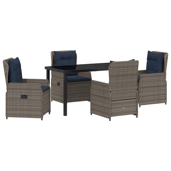 vidaXL Conjunto de Jantar para Jardim 5 pcs Cinzeto Rattan Sint&eacute;tico