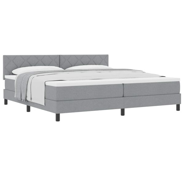 vidaXL Cama Box com almofada Manual Cinzento-claro 200 x 200 cm tecido