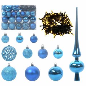 vidaXL Conjunto de Bolas de Natal 61 unid. 150 LED Branco quente