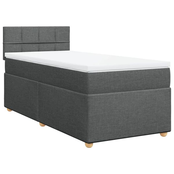 vidaXL Cama com molas/colch&atilde;o 90x190 cm tecido cinza-escuro
