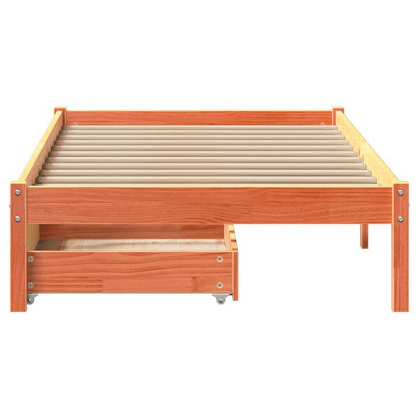 vidaXL Cama sem colch&atilde;o 90x200 cm pinho maci&ccedil;o castanho-mel