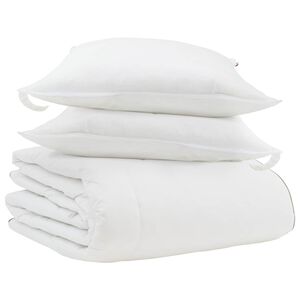 vidaXL Edredom de Inverno com travesseiro 3 pcs Branco Pena de ganso
