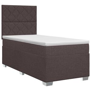 vidaXL Cama box spring com colch&atilde;o Marrom Escuro 80 x 200 cm Tecido