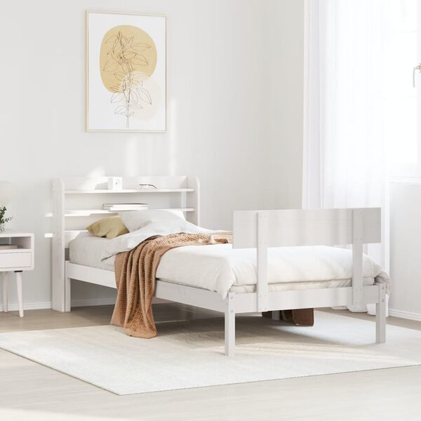 vidaXL Cama sem colch&atilde;o 90x200 cm madeira de pinho maci&ccedil;a branco