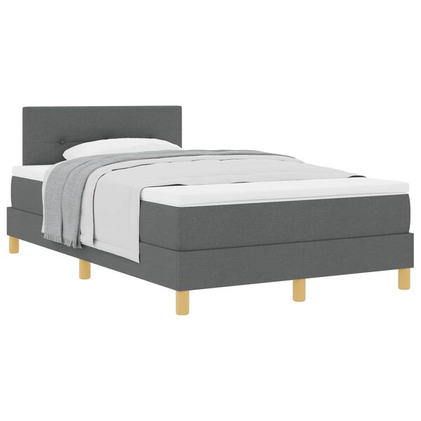vidaXL Cama Box com colch&atilde;o Cinza Escuro 120 x 200 cm tecido