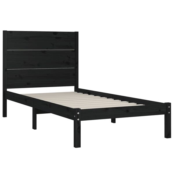 vidaXL Estrutura de cama 100x200 cm pinho maci&ccedil;o preto