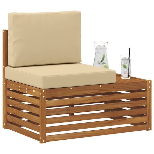 vidaXL Sof&aacute; de canto externo com almofada Natural 91 x 63 x 73 cm