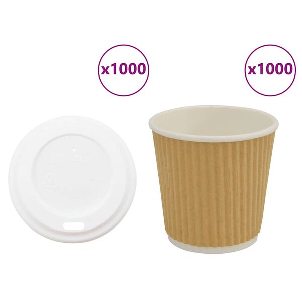vidaXL Copos de caf&eacute; de papel com tampas 1000 pcs 4oz 100ml