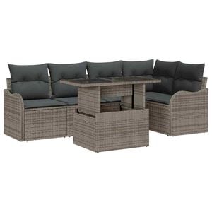 vidaXL Conjunto de sala de jantar 6 pcs Cinzeto Rattan Sintético