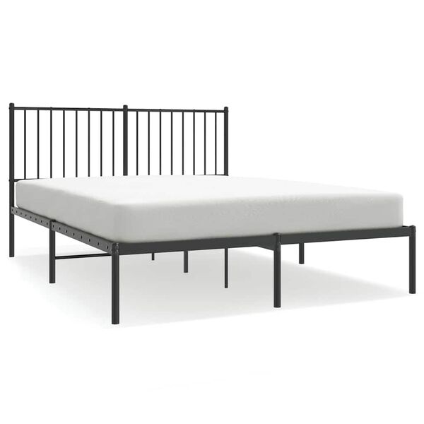 vidaXL Estrutura de cama com cabeceira 135x190 cm metal preto