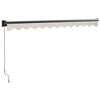 vidaXL Toldo retr&aacute;til 3x2,5 m tecido e alum&iacute;nio cor creme
