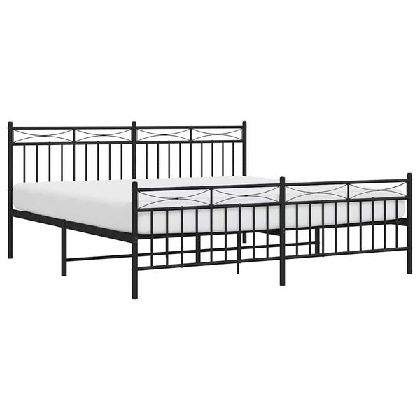 vidaXL Estrutura de cama com cabeceira e p&eacute;s 183x213 cm metal preto