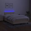 vidaXL Cama box spring c/ colch&atilde;o e LED 120x200 cm tecido cor creme