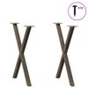 vidaXL P&eacute;s para mesa de jantar em formato de X, 2 pe&ccedil;as, a&ccedil;o natural, 57x(72-73) cm, a&ccedil;o