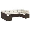 vidaXL Conjunto de Sof&aacute; de Jardim 9 pcs Marrom e Branco vime PE