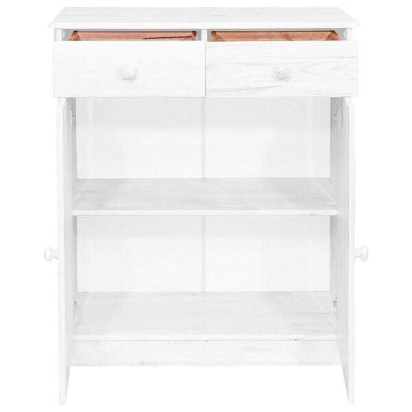 vidaXL Aparador 2 gavetas 78x35x89 cm madeira de pinho maci&ccedil;a branco