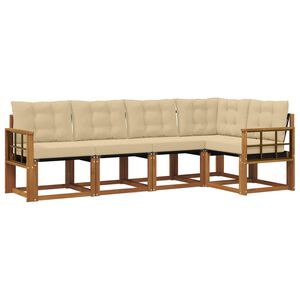 vidaXL Conjunto de Sof&aacute;s para Exterior 5 unid. Natural e Bege