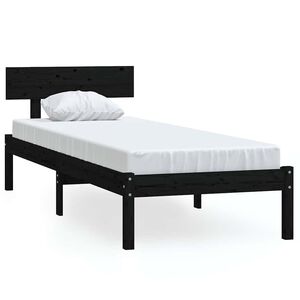 vidaXL Estrutura cama pequena solteiro 75x190 cm madeira maci&ccedil;a preto