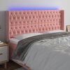 vidaXL Cabeceira de cama c/ luzes LED veludo 203x16x118/128 cm rosa