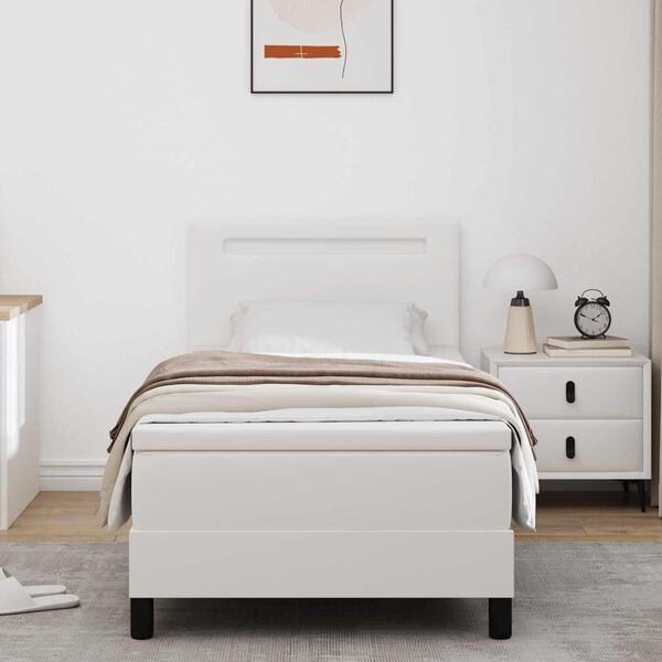 vidaXL Cama Box com colch&atilde;o Branco 100 x 200 cm Couro sint&eacute;tico