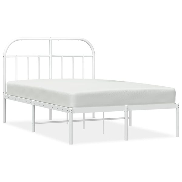 vidaXL Estrutura de cama com cabeceira 120x190 cm metal branco