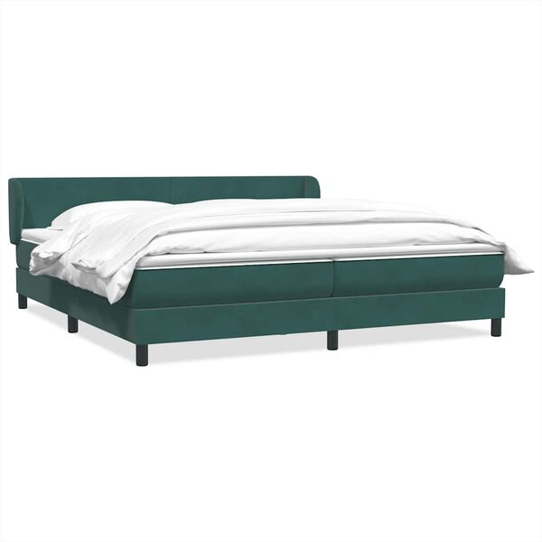 vidaXL Cama com molas colch&otilde;es 200x210 cm veludo verde-escuro