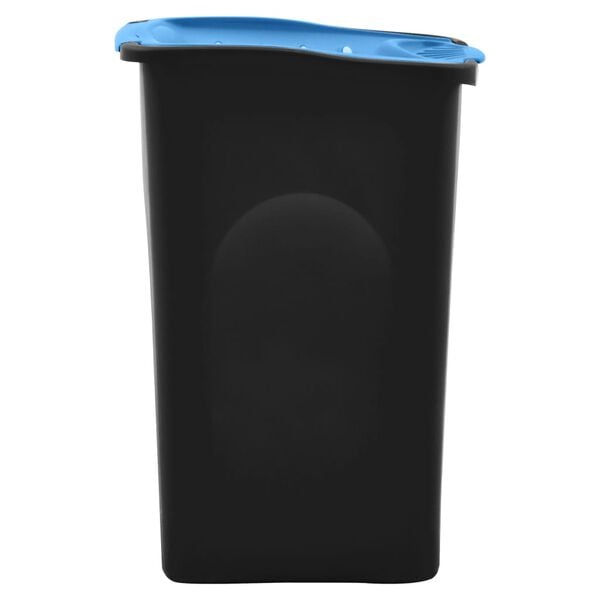vidaXL Caixote do lixo com tampa articulada 50 L preto e azul