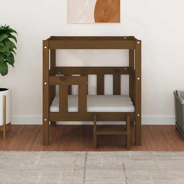 vidaXL Cama para c&atilde;es 65,5x50,5x70 cm pinho maci&ccedil;o castanho mel