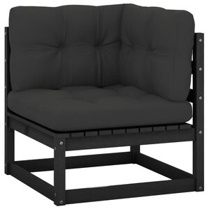 vidaXL Sof&aacute; de canto p/ jardim c/ almofad&otilde;es pinho maci&ccedil;o antracite