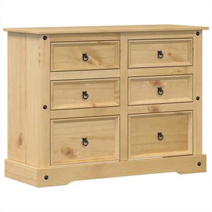 vidaXL Arm&aacute;rio com gavetas Corona 112x48x91 cm madeira de pinho maci&ccedil;a