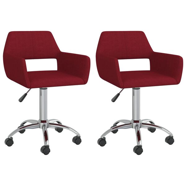 vidaXL Cadeiras de jantar girat&oacute;rias 2 pcs tecido vermelho tinto