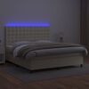 vidaXL Cama box spring c/ colch&atilde;o/LED 180x200cm couro artificial creme