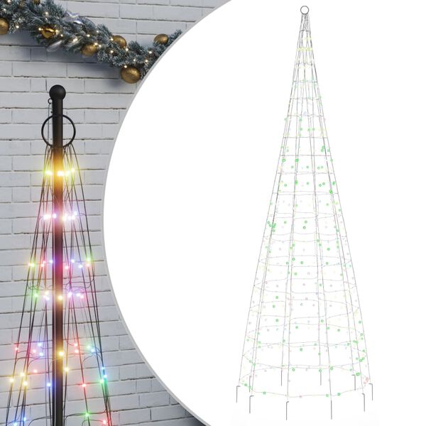 vidaXL &Aacute;rvore de Natal LED no mastro 550 LEDs coloridos 300 cm