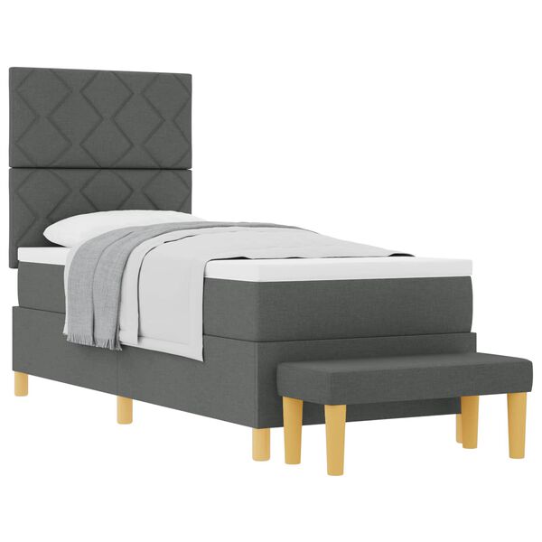 vidaXL Cama Box com colch&atilde;o Cinzento escuro 80 x 200 cm tecido
