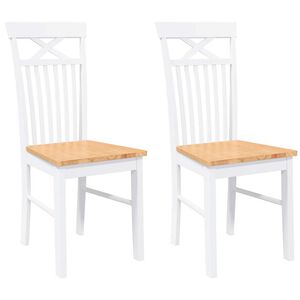 vidaXL Cadeiras de jantar 2 pcs madeira de seringueira maci&ccedil;a branco