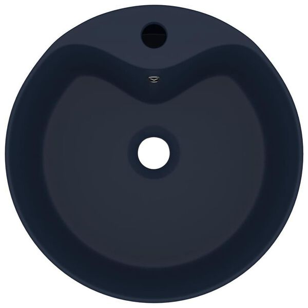 vidaXL Lavat&oacute;rio c/ extravasamento 36x13cm cer&acirc;mica azul-escuro mate