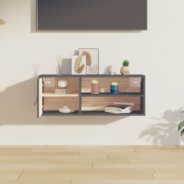 vidaXL Arm&aacute;rio de parede 80x30x30 cm madeira de pinho maci&ccedil;a cinza