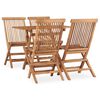 vidaXL 5 pcs conjunto jantar dobr&aacute;vel p/ exterior madeira teca maci&ccedil;a