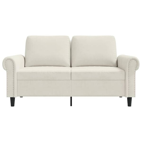 vidaXL Sof&aacute; de 2 lugares veludo 120 cm cor creme
