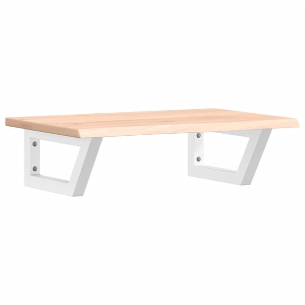 vidaXL Prateleira de parede p/ lavat&oacute;rio a&ccedil;o/madeira carvalho maci&ccedil;a