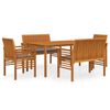 vidaXL 5 pcs conjunto de jantar exterior c/ almofad&otilde;es ac&aacute;cia maci&ccedil;a