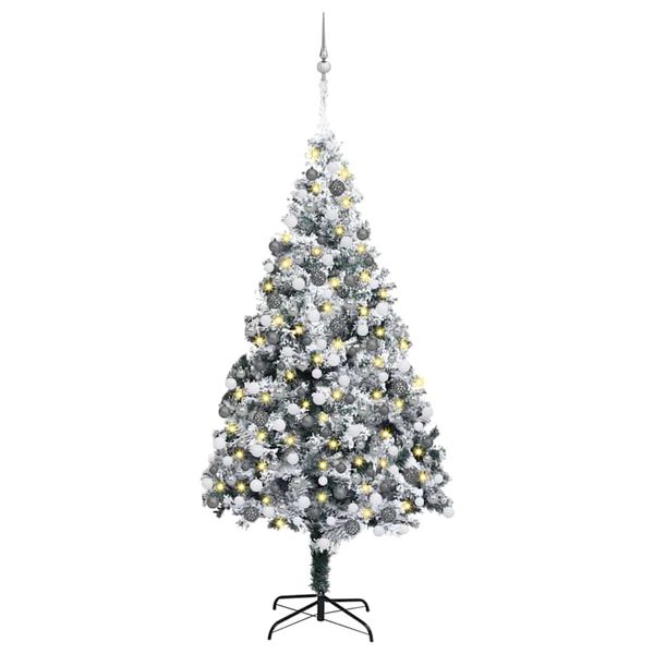 vidaXL &Aacute;rvore de Natal Artificial Branco 180 cm PVC, A&ccedil;o e Pl&aacute;stico