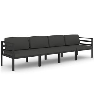vidaXL 4 pcs conjunto lounge jardim com almofad&otilde;es alum&iacute;nio antracite
